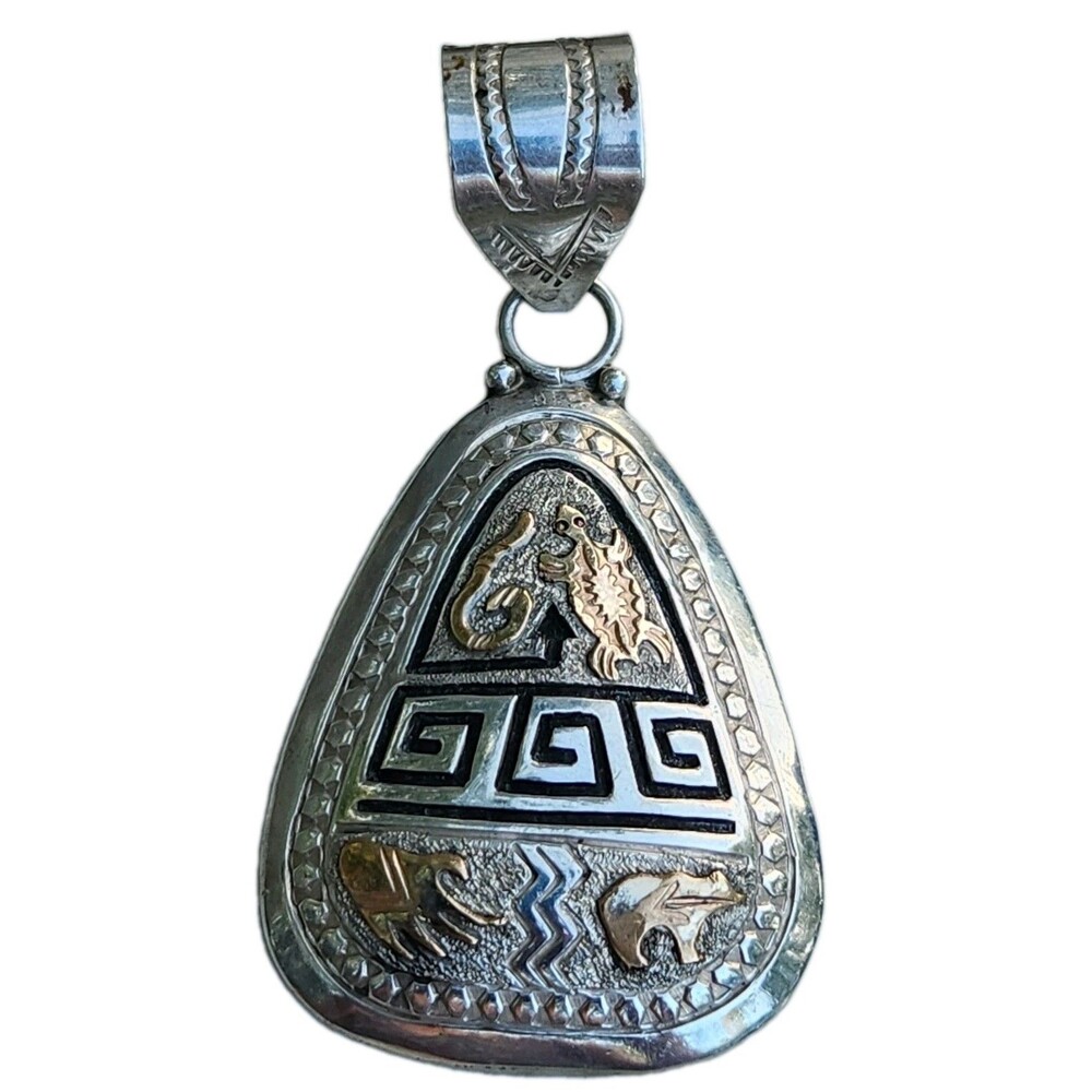 Vintage Alonzo Mariano Pendant Spirit Snake Turtle Bear 12K GF overlay pendant